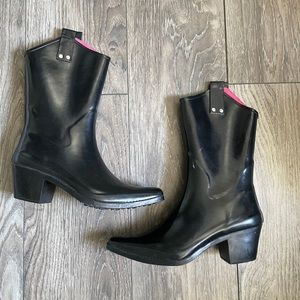 Black Cowboy Style Rain boots